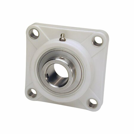 IPTCI 4-Bolt Flange Ball Bearing Unit, 1.375 in Bore, Thermoplastic Hsg, Stainless Insert, Set Screw Lock SUCTF207-22